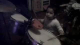 Tito Puente 2yr Granddaughter Playing Salsa On The Timbales [upl. by Derwood]