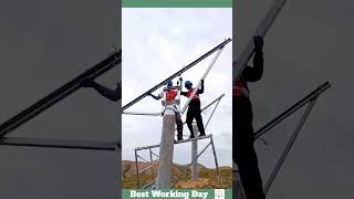 Best working day 2139 Transmission line support installation process [upl. by Alec]