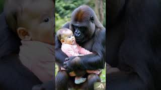 Heartwarming Bond Gorilla Shows Love for Human Baby ai [upl. by Oiramal450]