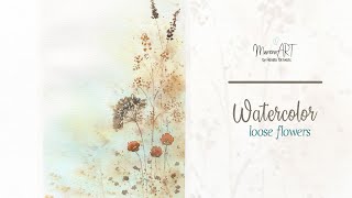 Watercolor turquoise meadow  loose flowers [upl. by Mikeb825]