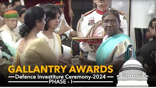 President Droupadi Murmu presents Gallantry Awards in Defence Investiture Ceremony2024 Phase1 [upl. by Cirilo]