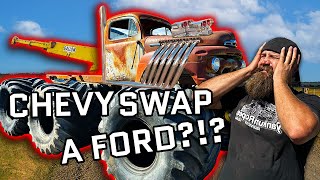 Swap a CHEVY 454 into the FORD 6x6 MONSTER TOWTRUCK [upl. by Udall]