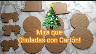 2 Lindas Manualidades Navideñas hechas con Cartón [upl. by Agathy]