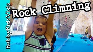 Rock Climbing First Time HobbyPig HobbyMom HobbyFrog by HobbyKidsVids [upl. by Aissyla788]