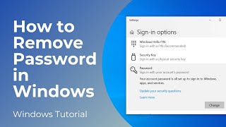 How to Remove Password in Windows 10  Full Tutorial [upl. by Nortal]