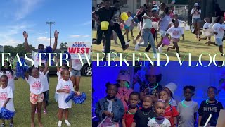 EASTER WEEKEND VLOG  GLOW IN THE DARK EASTER EGG HUNT  COMMUNITY EASTER EGG HUNT [upl. by Stew]