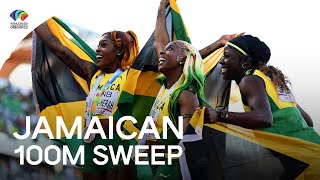 ShellyAnn FraserPryce leads Jamaican 100m sweep 🇯🇲  World Athletics Championships Oregon 22 [upl. by Asilram]