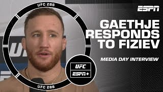 Justin Gaethjes RESPONSE to Rafael Fiziev at UFC 286 Media Day 👃😯  ESPN MMA [upl. by Brenton]