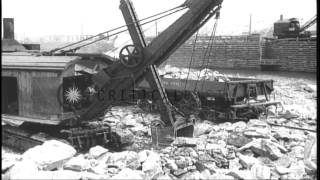 Men work to construct Lenin dam across the Dnieper River in the Ukranian Soviet SHD Stock Footage [upl. by Ttirrej]