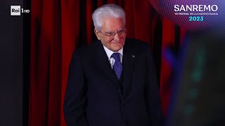 Sanremo 2023  Il Presidente della Repubblica Sergio Mattarella allAriston [upl. by Goeger]