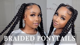 How To Braided Ponytail With Braiding Hair  Beginner Friendly [upl. by Frank]