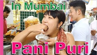 Japanese girl eating Pani Puri in Mumbai Indian street food is THE BEST [upl. by Hamburger]