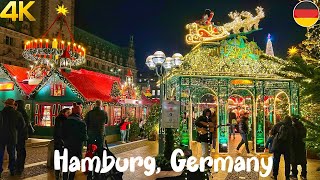 Hamburg Germany Christmas market walking tour 4K [upl. by Marylee]