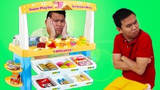 Funny Uncles amp Auntie Pretend Play w Ice Cream Shop Kids Toys [upl. by Hsirap510]