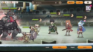 KonoSuba Fantastic Days  Battle Arena Ex Troll Warrior Auto Battle 44 Mil Shield Hero Team [upl. by Anilyx]