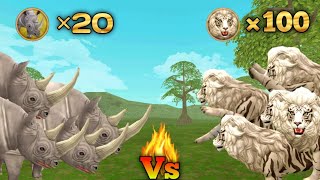 wildcraft 100 Tigons Vs megalania boss vs rhino and 40 elipants 😮😮who is win [upl. by Abigael704]