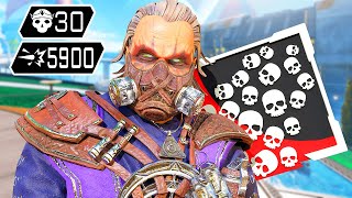 CAUSTIC 30 KILLS AND 5900 DAMAGE IN JUST ONE GAME Apex Legends Gameplay Season 20 [upl. by Ayotyal]