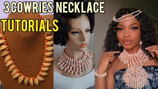 3 Cowries shell Necklace Tutorial part 1 [upl. by Sorcim540]