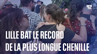 Lille le record du monde de la plus longue chenille battu en pleine braderie [upl. by Didi]