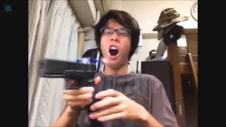 Japanese teenager straps toothbrush to an automatic pistol [upl. by Oiluig]