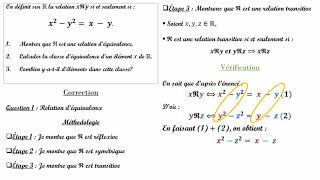 ALGEBRE  STRUCTURE ALGEBRIQUE  RELATION DEQUIVALENCE ET CLASSE DEQUIVALENCE  EXERCICE 1 [upl. by Liartnod]