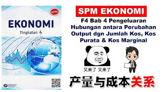 F4 Ekonomi Bab 4 中文解说  Hubungan antara Perubahan Output dengan Jumlah Kos Kos Purata Kos Marginal [upl. by Allistir]