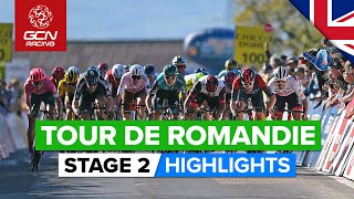 Fast RunIn To First Bunch Sprint  Tour De Romandie 2022 Stage 2 Highlights [upl. by Atlee755]