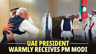 PM Modi in UAE Live HH Mohamed bin Zayed Al Nahyan receives PM Modi in Abu Dhabi [upl. by Kcirnek200]