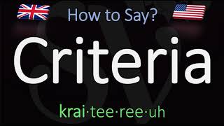 How to Pronounce Criteria CORRECTLY Meaning amp Pronunciation [upl. by Eolcin366]