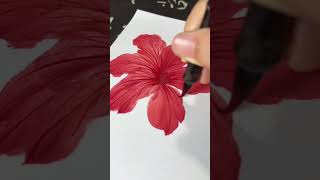 quotVibrant Hibiscus Flower in Acrylics 🌺  Brush Painting Magicquot shorts [upl. by Eiltan]