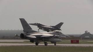 F16s TAKE OFF US AIRFORCE AVIANO AIR BASE  ITALY [upl. by Aillimat199]