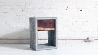 Concrete Nightstand with a Live Edge Walnut Drawer [upl. by Uoliram]