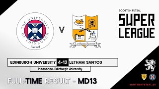 Scottish Futsal Super League Edinburgh Uni vs Letham Santos [upl. by Elwyn379]