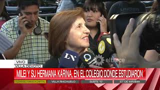 HABLÓ LA MAESTRA DE MILEI EN LA PUERTA DE SU COLEGIO quotDesde los 9 años dijo que sería presidentequot [upl. by Karp892]