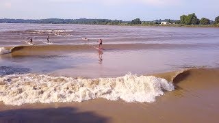 Hydrofoil surfing on a Tidal Bore [upl. by Jacobsen]