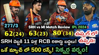 SRH vs MI Match Review IPL 2024  SRH Smashed All IPL Records In A Nail Biting Thriller  Telugu [upl. by Monagan483]