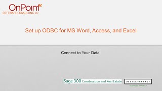 Set up ODBC for Sage 300 Timberline and MS Word Excel and Access [upl. by Nylissej]