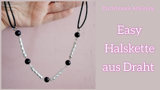 Einfache Halskette aus Draht  Anleitung zum Schmuck selber machen Drahtschmuck easy gemacht [upl. by Mable]