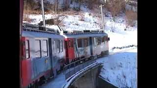 Kickingup Snow on a Berninabahn Winter Ride from Poschiavo to Pontresina [upl. by Rori622]