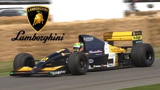 13800rpm Lamborghini V12engined F1 Car  Minardi M191B Pure Sound at Goodwood FOS 2019 [upl. by Melinde]