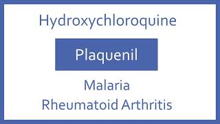 Hydroxychloroquine Pronunciation  Generic Name Brand Name Indication Top 200 Drugs PTCB PTCE [upl. by Coe]