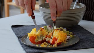 Gefüllte Paprika mit Kartoffelhaube aus dem Ofen leckere VeggieKüche [upl. by Nivert]