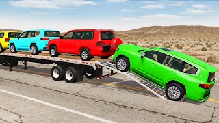 Flatbed Truck Mcqueen  Transportation with Truck  Pothole vs Car 152  BeamNGDrive [upl. by Angus881]