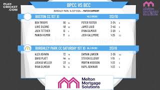 Burghley Park CC Saturday 1st XI v Boston CC 1st XI [upl. by Tommi]