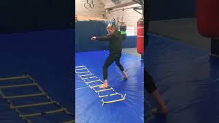 BOXING LADDER DRILLS 👣🥊 Adding punches to basic footwork drills kickboxing mma boxing [upl. by Kristan]