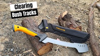 NEW Track Clearing Tool  Fiskars 29 inch Machete Axe Review [upl. by Lotsirb]