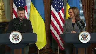 RAW VIDEO Kamala Harris Volodymyr Zelensky speak to reporters after Ukraine meeting [upl. by Brock]