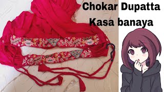 New Design Chokar Dupatta  Chokar dupatta Ghar par kasa banaya  How to make chokar dupatta ✂️🪡 [upl. by Cressi]