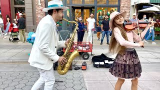 quotDANCE MONKEYquot  STREET VIOLIN amp SAX PERFORMANCE  Karolina Protsenko feat Daniele Vitale Sax [upl. by Alyac300]