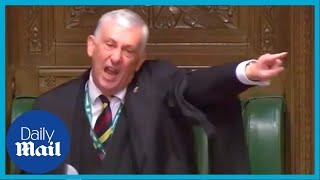 Shut up Furious Commons Speaker Hoyle KICKS OUT two MPs before Boris Johnsons PMQs [upl. by Thorma]